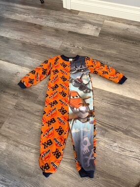 Disney Orange Kids One-Piece Pajama with Airplane Print